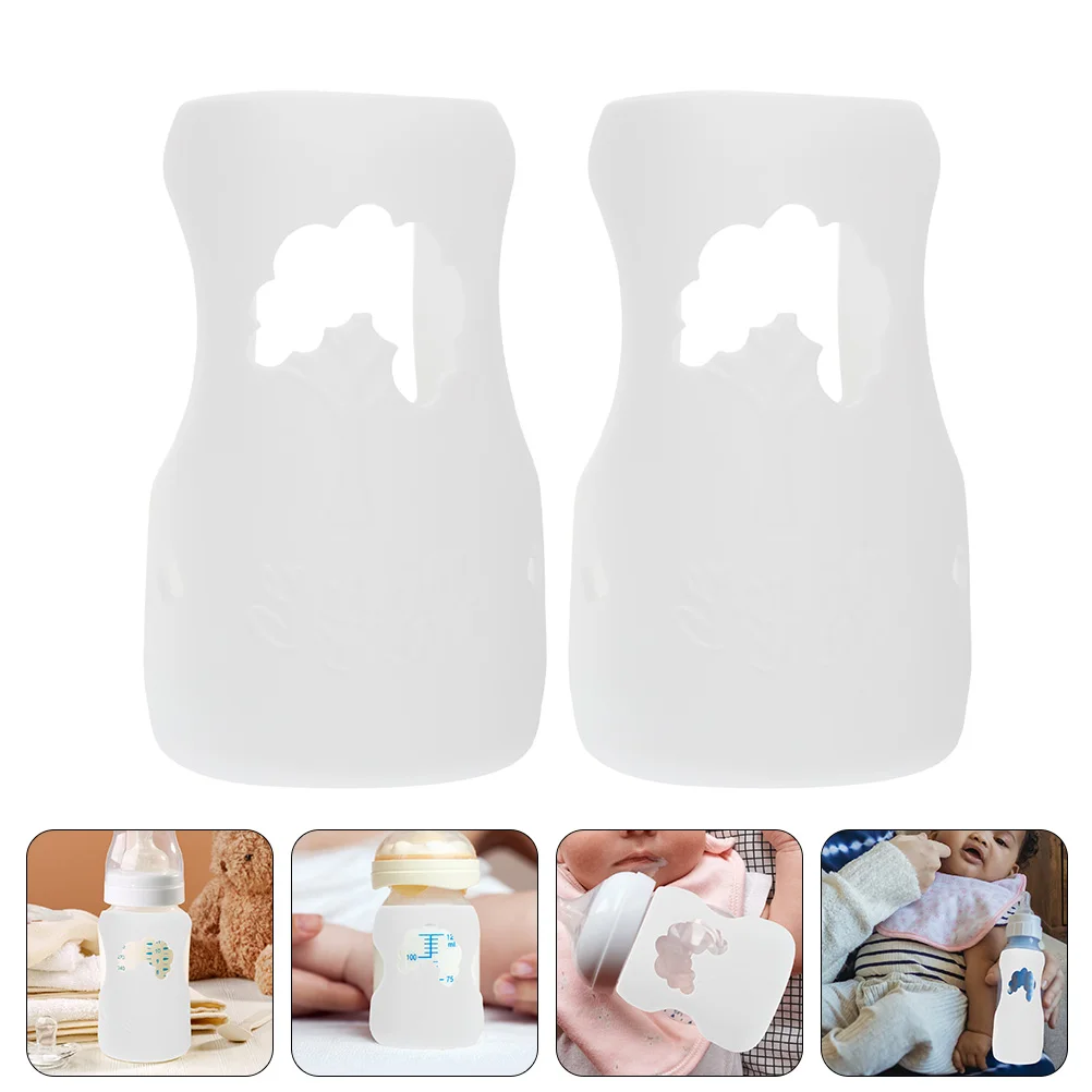 

2 Pcs Baby Bottle Anti Drop Cover Milk Sleeve Nursing Anti-falling Silicone Protector Feeding