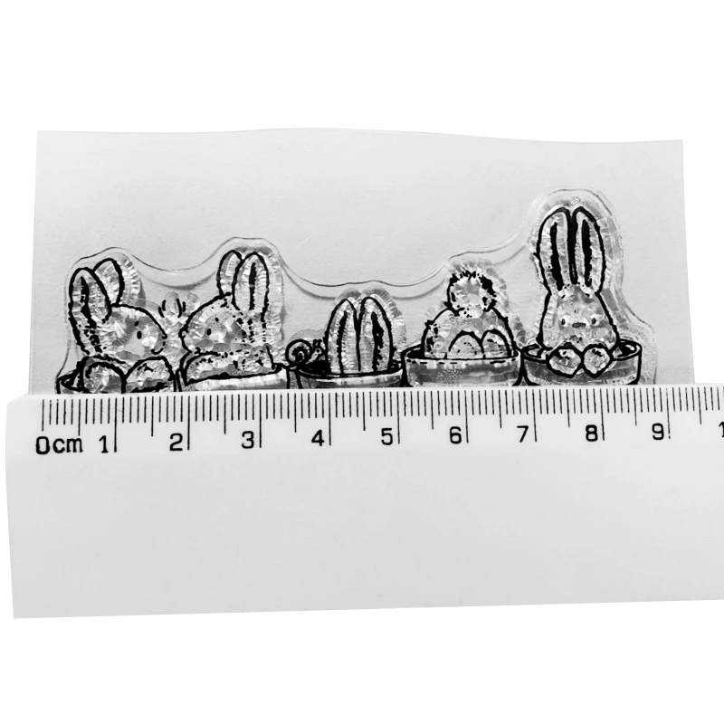 Easter Bunny Potted Plant Silicone Clear Seal Stamp DIY Scrapbooking Embossing Photo Album Decorative Paper Card Craft Art