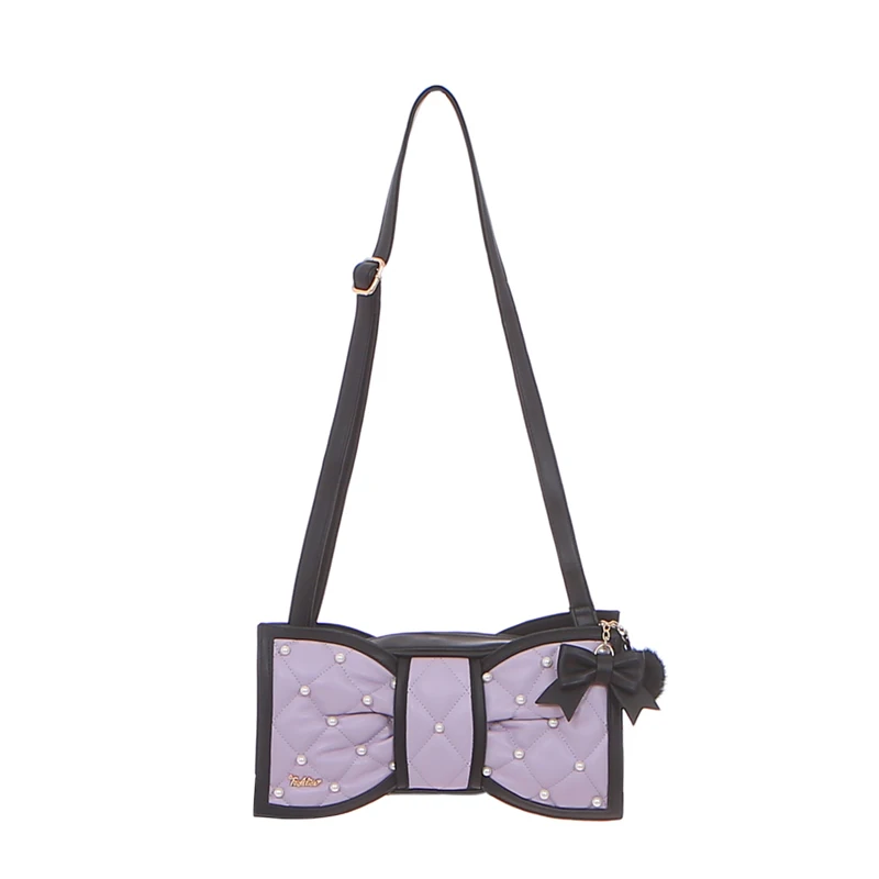Sweet Cute y2k girl Lolita Hand bag Tote Bag Halloween Bow Pearl Bead Plaid Square PU Mini Shoulder Bags Women Handbags Autumn 6