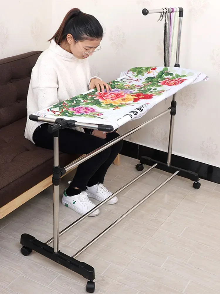 Stainless Steel Cross Stitch Frame Adjustable Chinese Cross-Stitch Accessories Embroidery Floor Stand Clothes Hanger Stand