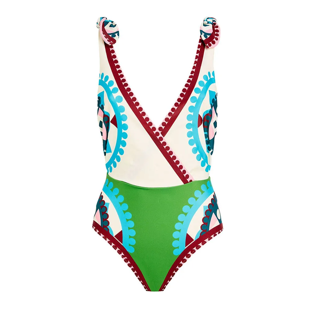 

Deep V One-Piece Swimsuit Bikini 2023 Woman Women's Fitness Suit Elegance Summer Beach Art Print Slim Fit Sexy Erotic Suit
