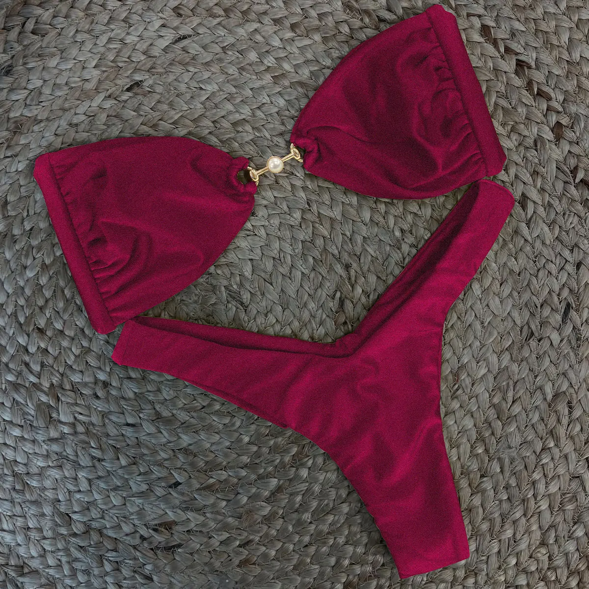 2025 Push Up Bikini Women Swimsuit Sexy Swimwear Brazilian Biquini Female Low Waist Bathing Suit Solid V Neck Bodysuit Beachwear