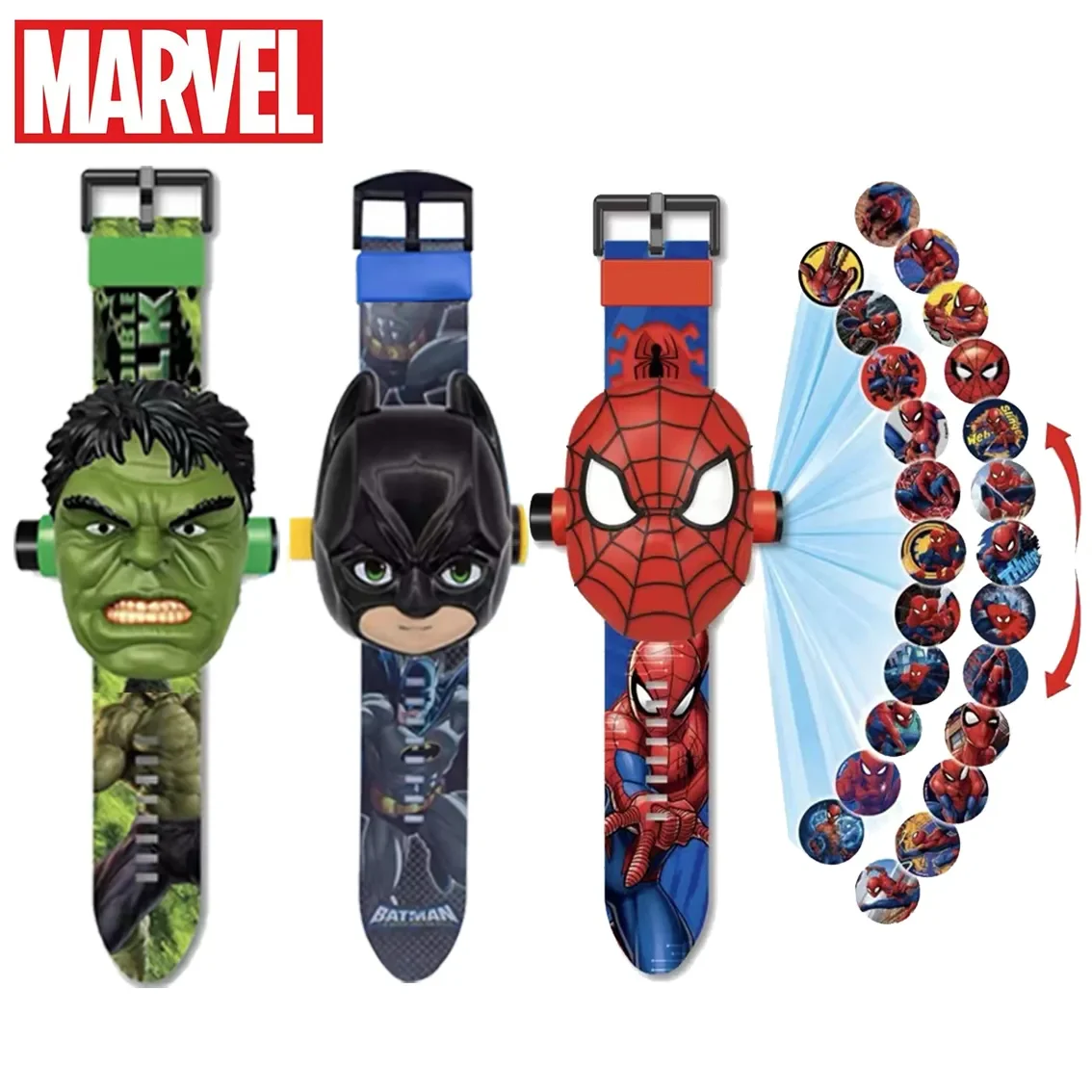Wholesale Marvel Spiderman Hulk Bat-Man Orologio Per Bambini Proiezione 3D Hellokitty Kuromi Cinnamoroll Cartoon Orologi Digitali Giocattolo