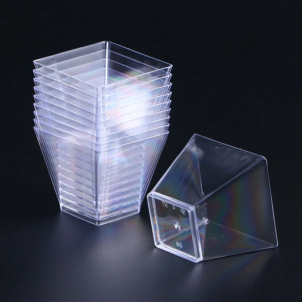 

Disposable Plastic Cups Clear Portion Transparent Trapezoidal Food Container for Jelly Yogurt Mousses Dessert Baking