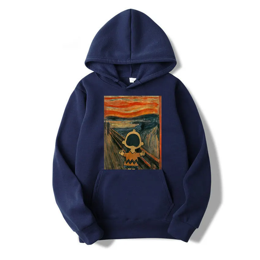 thumbnail image 1 of Sudadera con capucha de Peanuts Charlie Brown Scream Artsy para hombre y mujer, sudadera de gran tamaño con dibujos animados a la moda, para primavera y otoño, 1 of 5