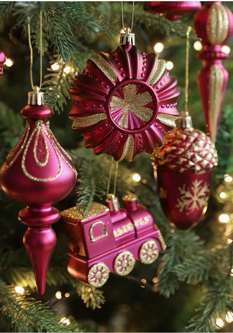 2/3pcs Plastic Red Christmas Tree Hanging Ornament Balls Xmas Noel Decorations Navidad Supplies Home Party New Year Decor
