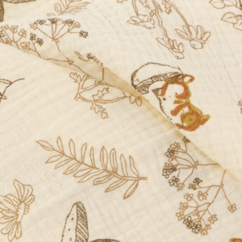 

Cotton printed double-layer crepe fabric, spring/summer blanket, baby cotton fabric, pajamas, home clothing, gauze fabric