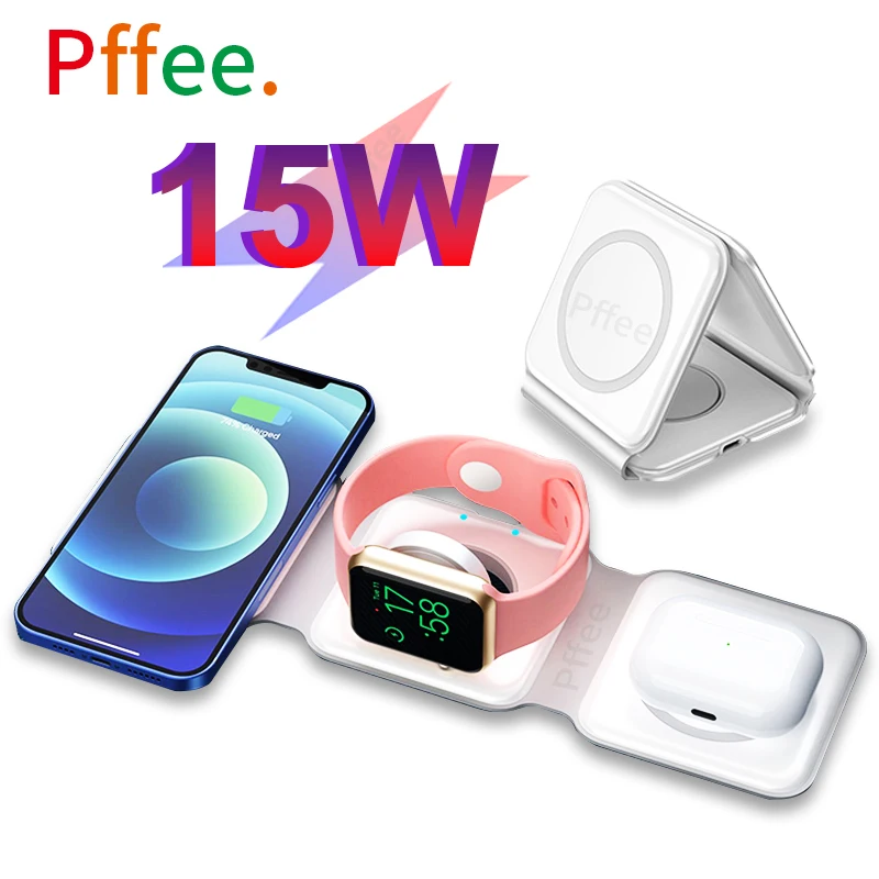 Pffee 3in1 15W Wireless Charger For Apple iPhone Watch Carregador Sem Fio  Fast Charging Magnetic Dock Station For iWatch AirPods - AliExpress