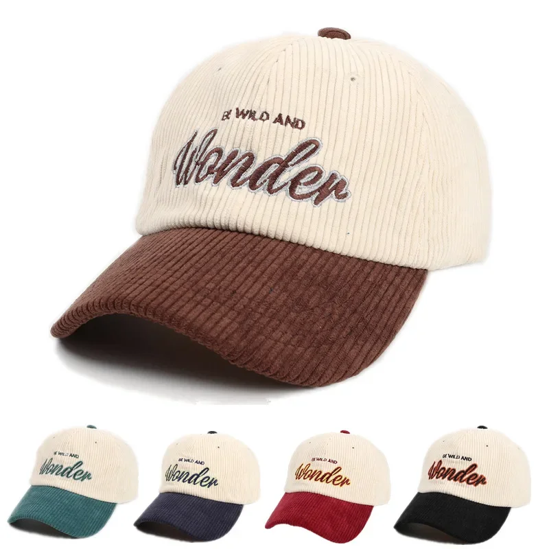 

Embroidered Corduroy Baseball Cap for Women Men Snapback Hat Unisex Dad Hat Cap Man Women Sun Hat