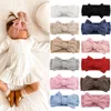 Solid Ribbed Cotton Baby Headband Big Bow Double Layers Knotted Headwraps Newborn Boys Girls Elastic Hair Bands Accessories 1