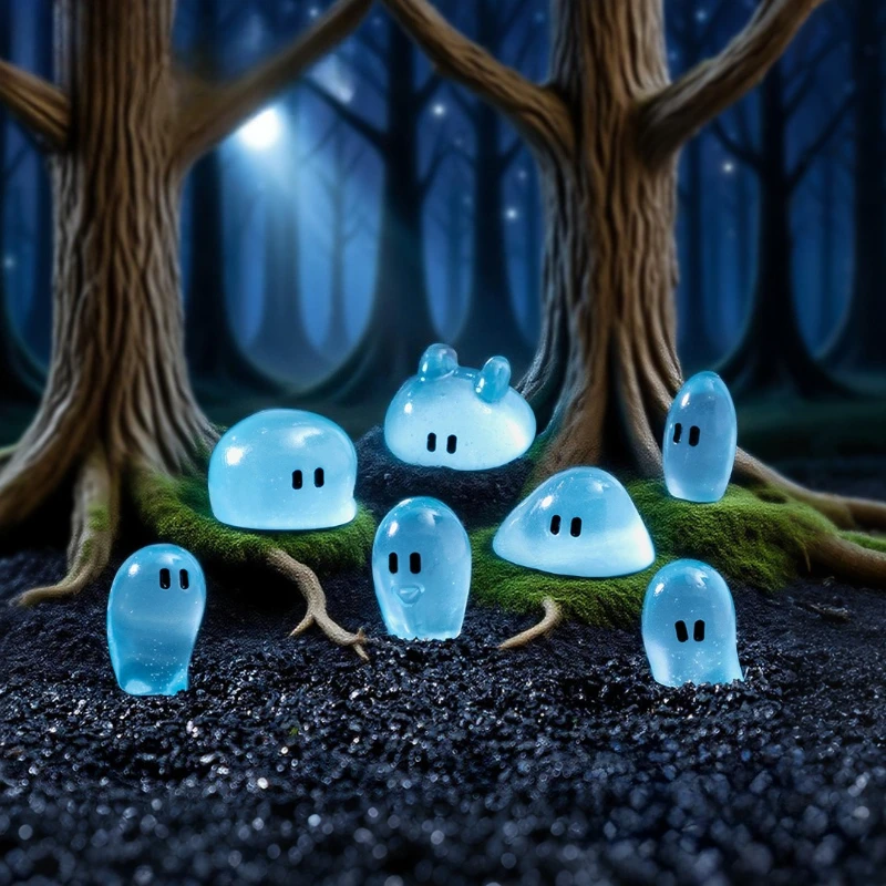 3pcs Luminous Ghost Figures Glowing At Night Action Figure Mini Micro Landscape Miniatures Halloween Decoration Gifts
