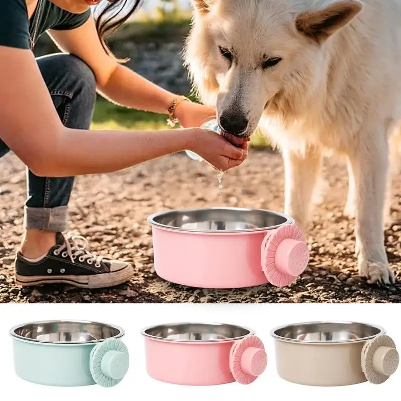 

Mounted Dog Bowl Stainless Steel Bowl Elevated Pet Bowl Waterer For Dogs Cats Rabbits Birds Drinking Water Bowl Pet Supplies