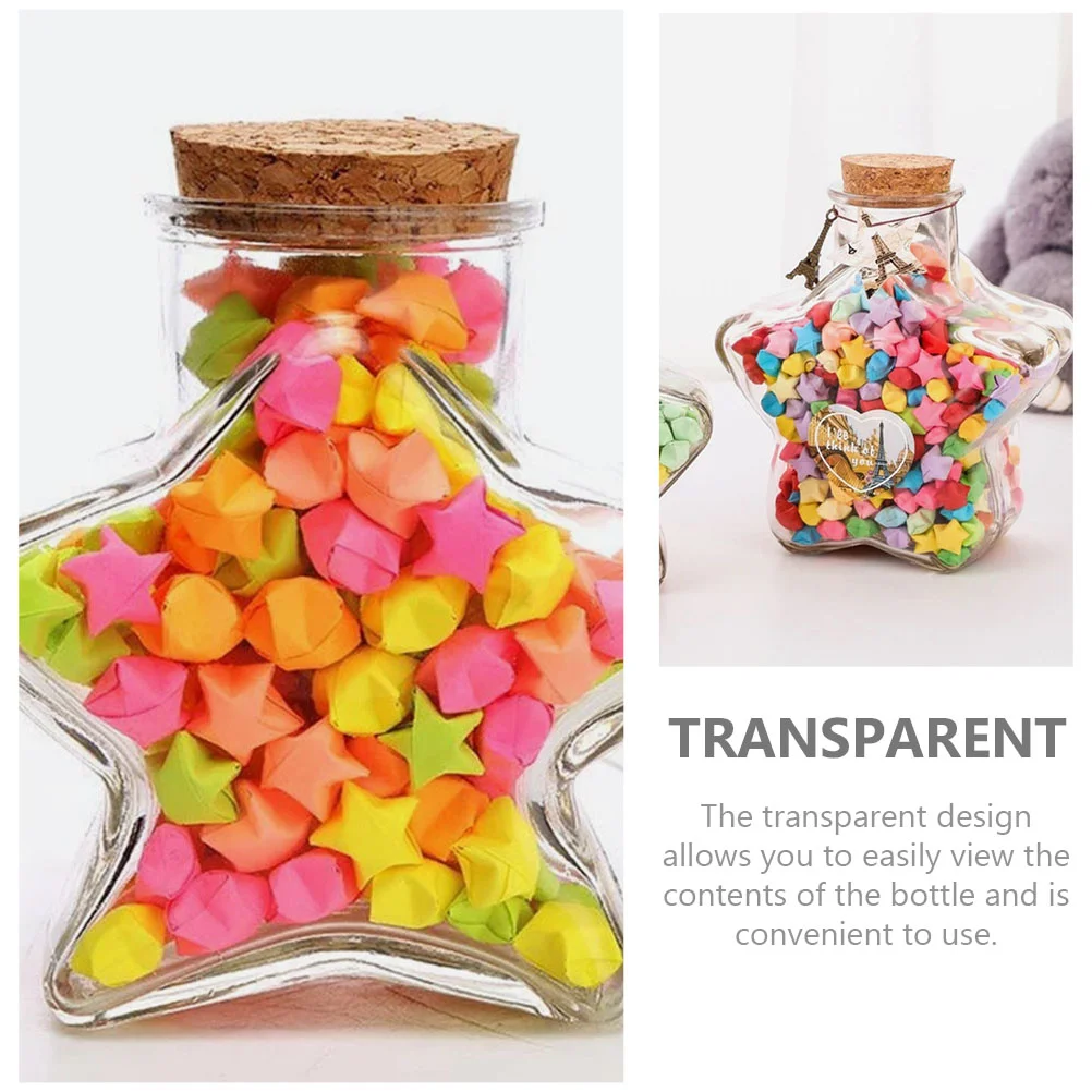 2pcs Craft Storage Jar Transparent Wishing Bottles Star Shape Glass Jars Corked Drift Bottles for Home Outdoor