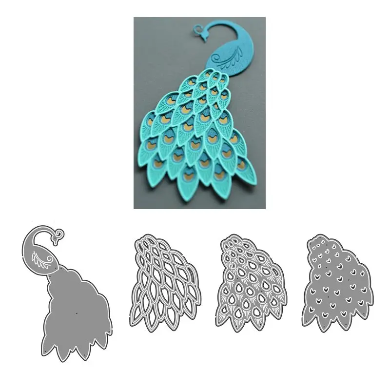 

2021 New Metal Cutting Dies Layering Coverplate Peacock Dies Scrapbooking For Paper Making Embossing Frame Card Craft