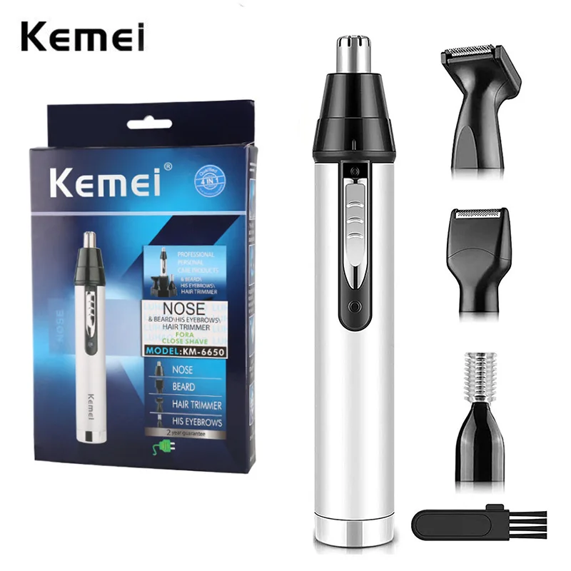 Kemei 4in1 Rechargeable Nose Trimmer Beard Trimmer Men Ear Eyebrow Nose