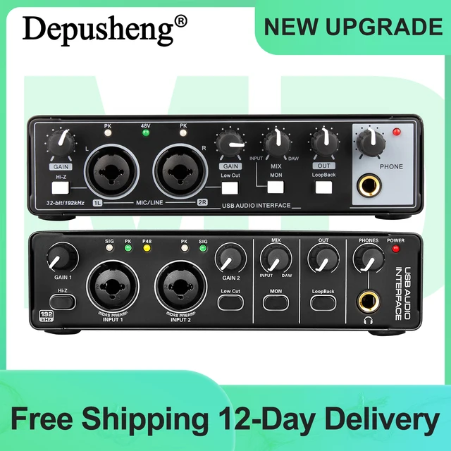 Professional Sound Card Depusheng MD32 Audio Interface TYPE-C with Monitoring Electric Guitar Live Recording For Studio Singing