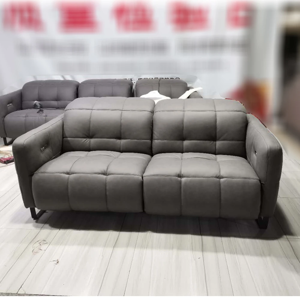 Double Power Electric Reclining Seat Genuine Leather Sofa Cama