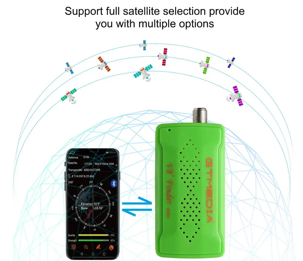 Woopker V8 SAT Finder BT03 Mini Satfinder Bluetooth DVB S / S2 Digital Signal Satellite Receiver TV Tuners satellite finder