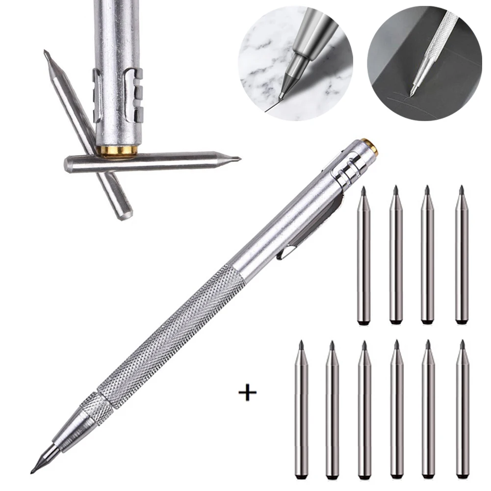 11PCS Tungsten Carbide Tip Scriber Engraving Pen Marking Tip For Glass Ceramic Engraving Metal Sheet Stainless Steel Ceramic