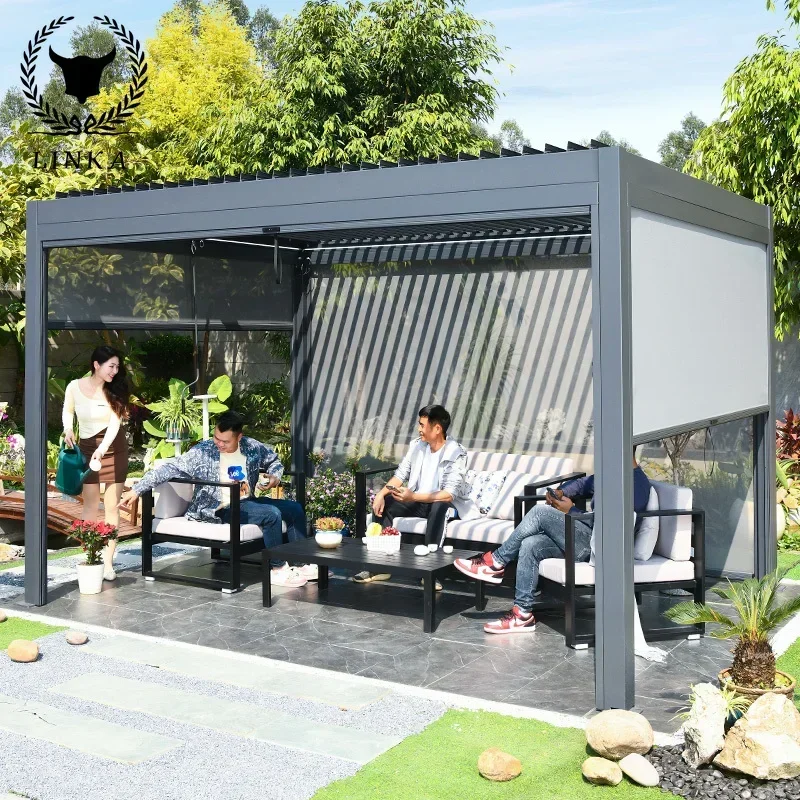 Pergolas Bioclimatique Louvre Gazebo Tetto Apribile In Metallo Pergola Elettrica Esterna 3X4 Copertura Per Terrazze