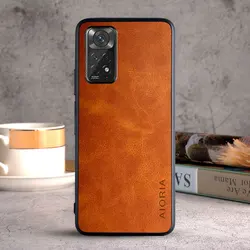 Luxury Vintage Leather Skin Cover - Premium Case for Xiaomi Redmi Note 11 Pro/11S Plus 5G (Yellow)