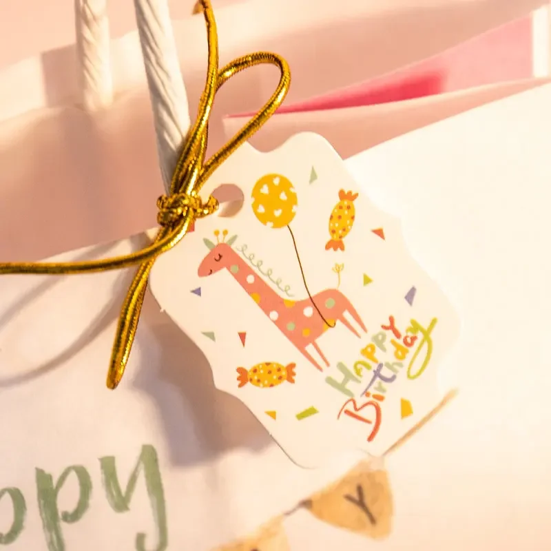 

Happy Birthday Gift Tags Thank You Cards DIY Packaging Paper Decor Kids Children Birthday Party Supplies Decoration 50pcs Mixed