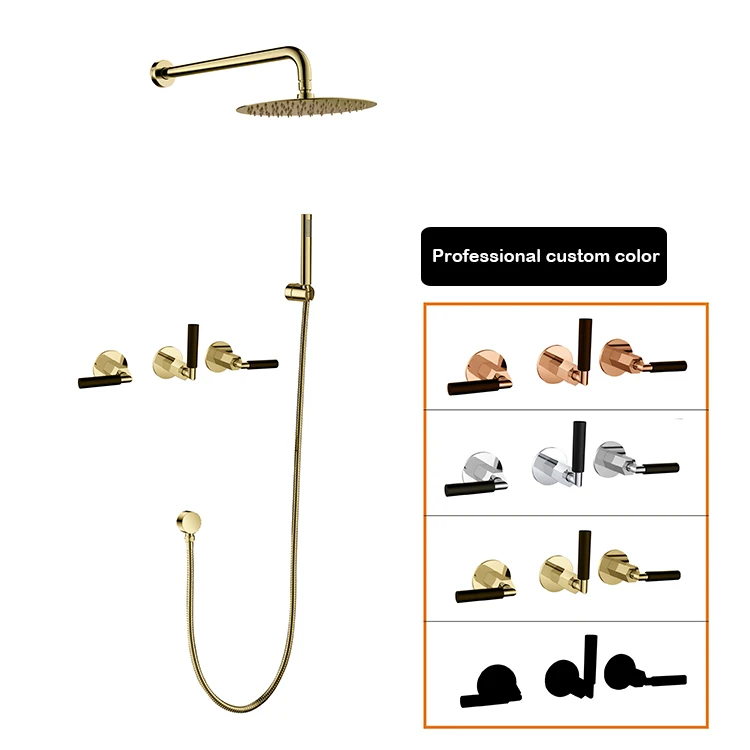 

Wall Mounted Bathroom Shower & Faucet Set Contemporary Cold / HOT Water Sense Faucets Single Handle without Slide Bar Brass