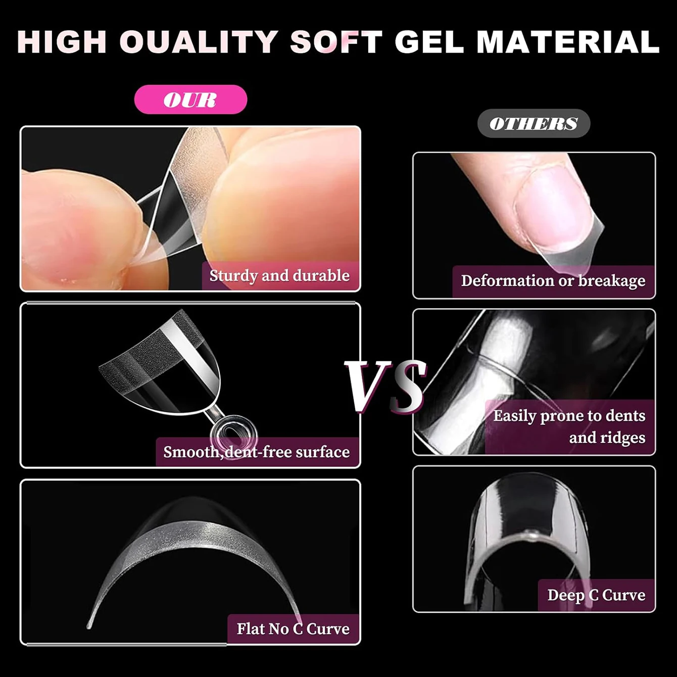 Fake nails 240Pcs Clear Full Cover Medium Coffin