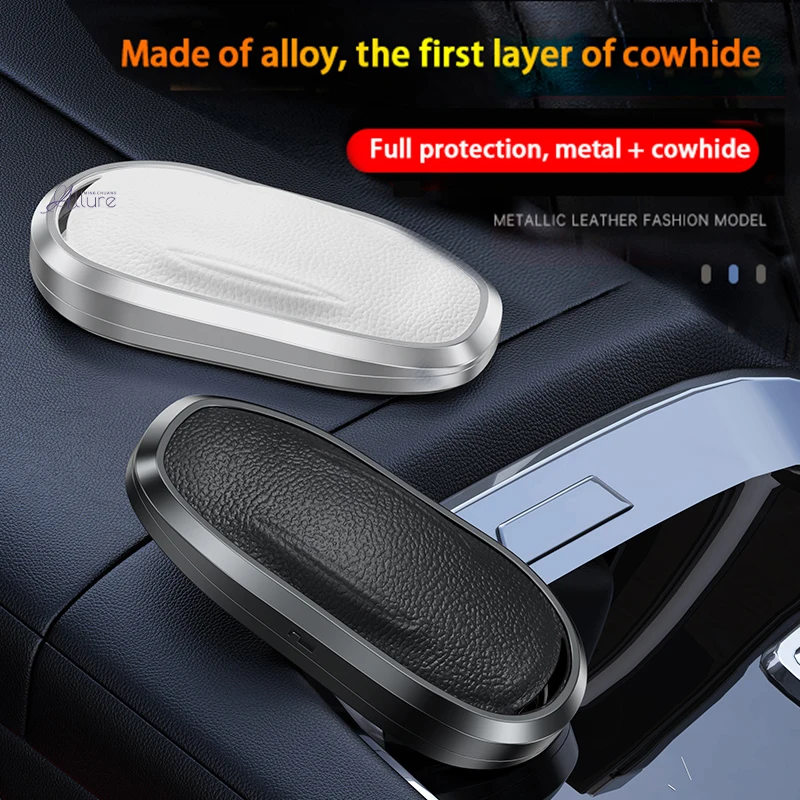 

Alloy Leather Car Remote Key Case Cover Fob For Tesla Model 3 Model S Model X Smart Key Bag Protected Holder Shell Accessories