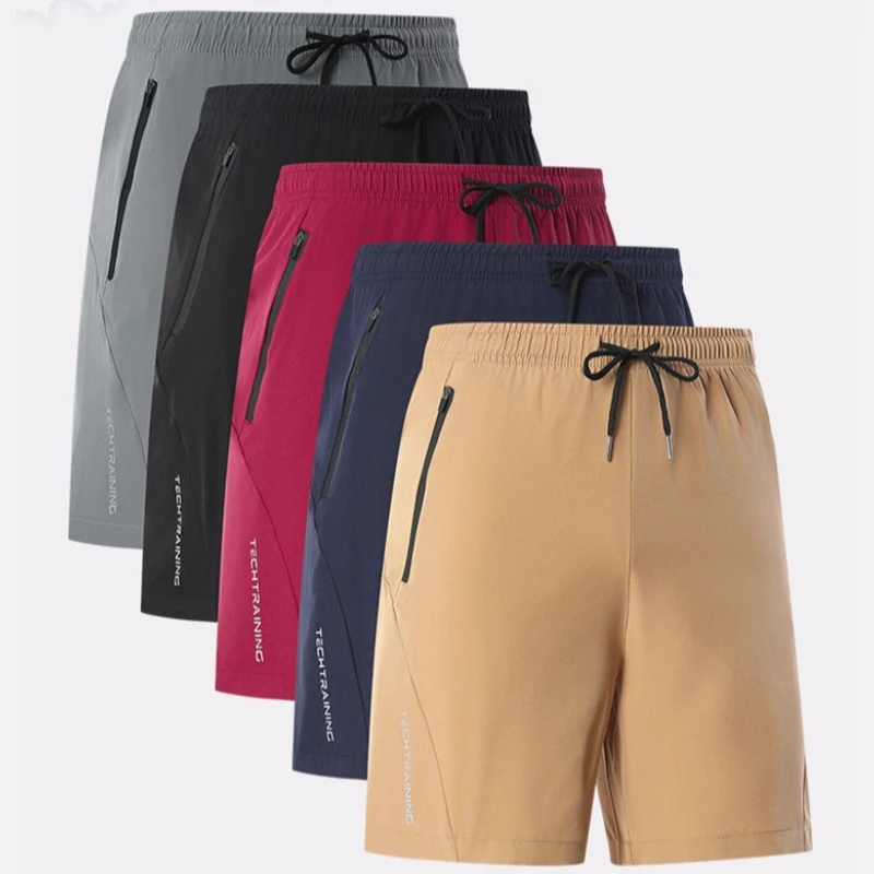 Zipper Pocket Shorts Men Gym Sport Running Squat Fitness Workout Man Short Pants Breathable Quick Dry Drawstring Men's Shorts 1