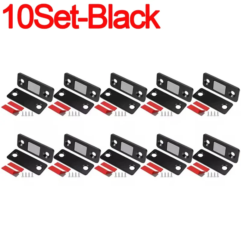 Invisible Magnetic Cabinet Catch and Door Latch Set with Adhesive for Furniture, Drawers, and Windows