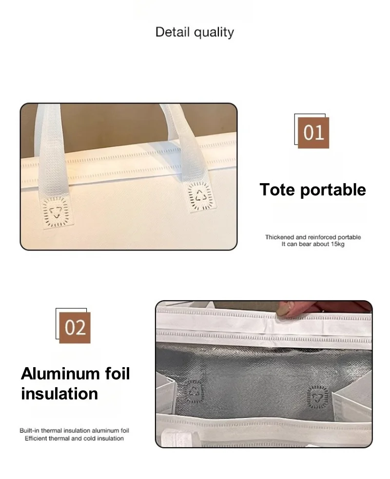 10pcs Non-Woven Insulated Tote Bags – Reusable Fabric Pouches for Cake, Bread, Drinks, ... - SKU NITB1733 - UGI Packaging