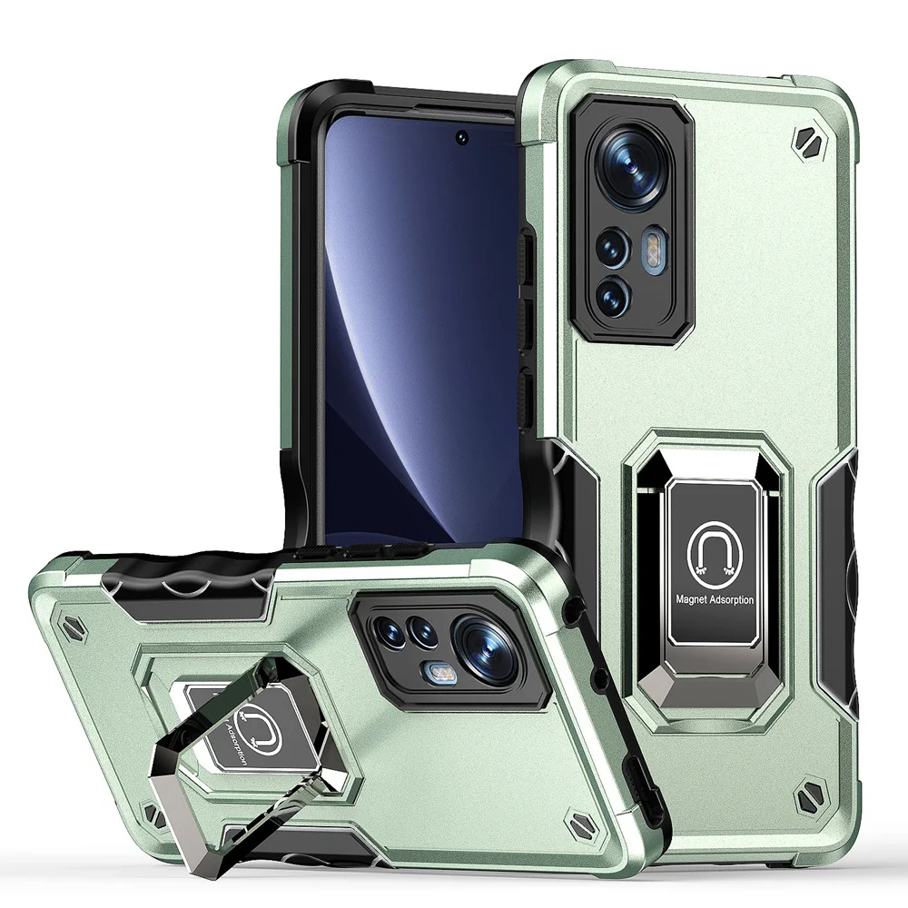 KEYSION Shockproof Armor Hülle für Xiaomi 12 12X 12 Pro, Silikon+PC-Ring, Standfunktion, Handyhülle für Xiaomi Mi 12S Pro_voghion.com
