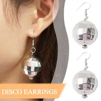 New Exaggerated Metal Big Circle Retro Disco Ball Drop Earrings For Women Silver Color Mirror Vintage Fashion Reflect Light J9F9 1