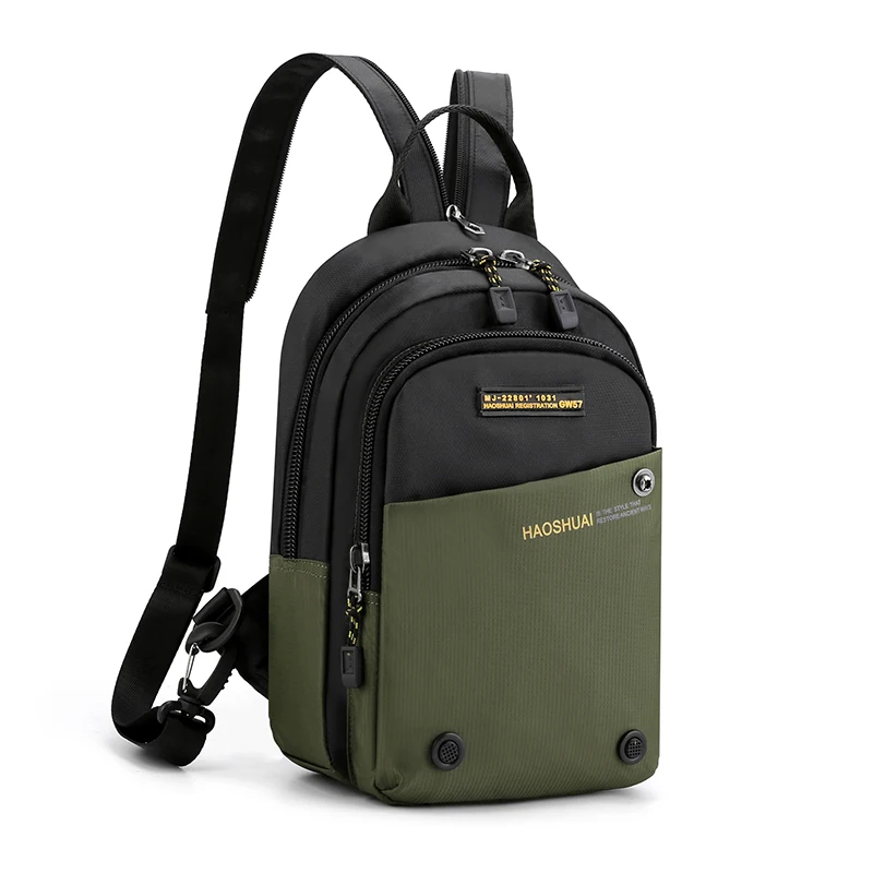 Men's crossbody bag, multifunctional chest bag with mobile phone pocket, adjustable shoulder strap, multi pocket backpack, suita