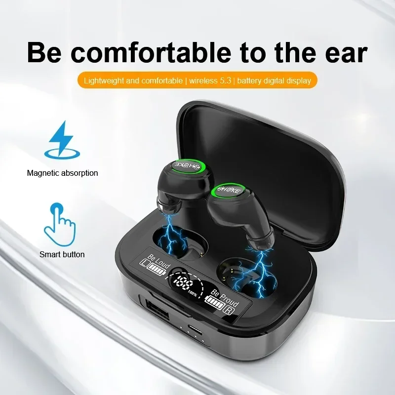 

Earbuds With Mic Waterproof Headsets HiFi Music Wireless Bluetooth Headphones Noise Reduction Earphones10 Hours Play time TWS