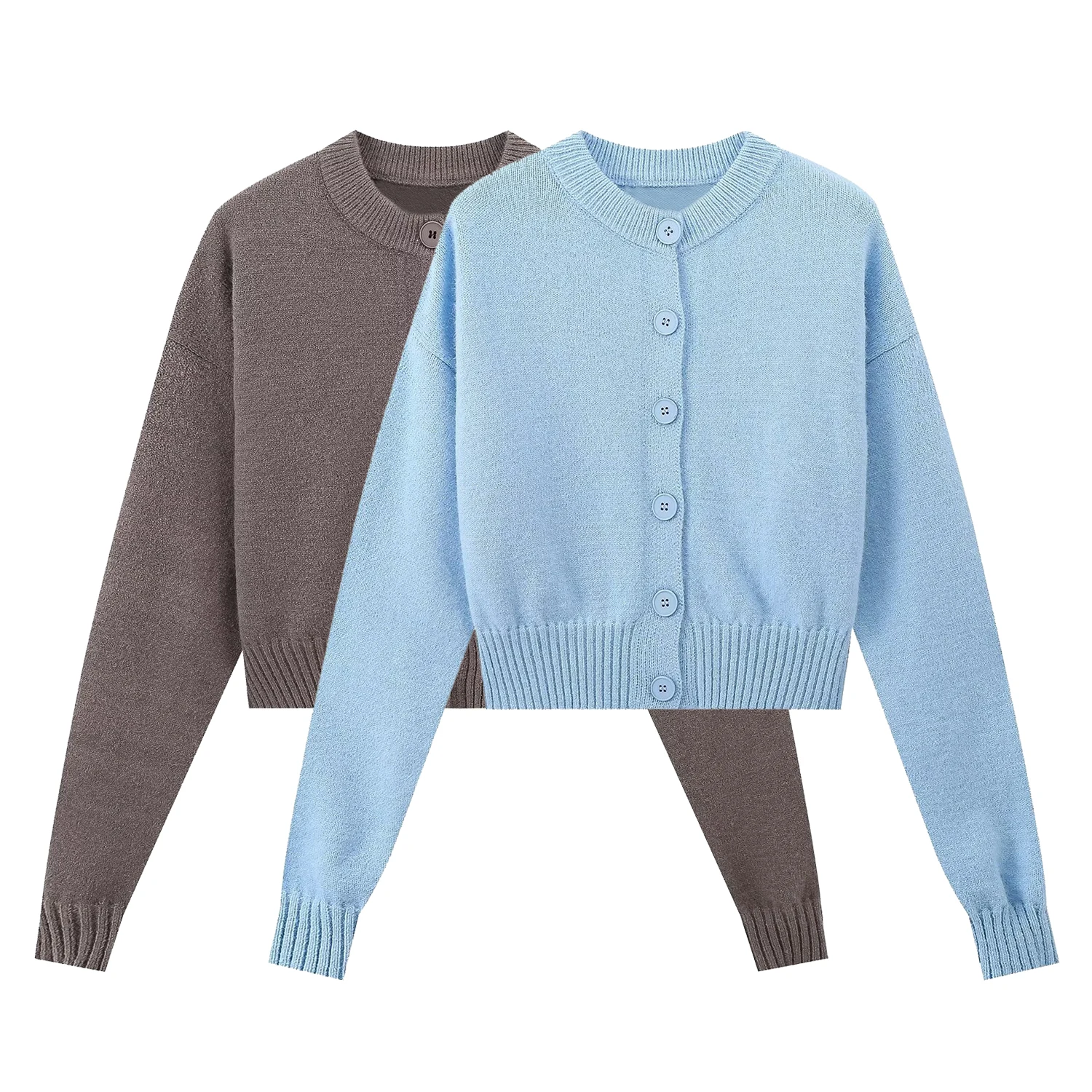 TAVIMART  -  Autumn Women's New Round Neck Knitted Cardigan Zipper Style