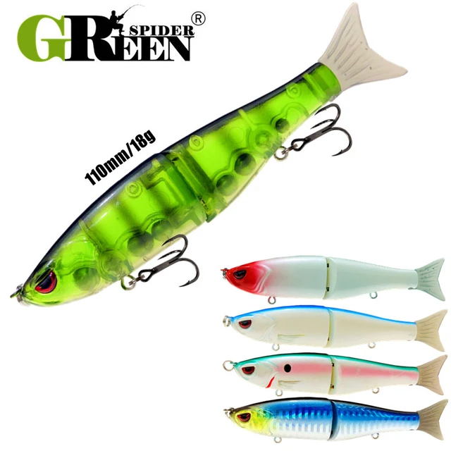 GREENSPIDER Slowsinking Glide Baits for Pike Salmon Trout Topwater  Single-Jointed Swimbait Bass Fishing Lure 110mm 18g