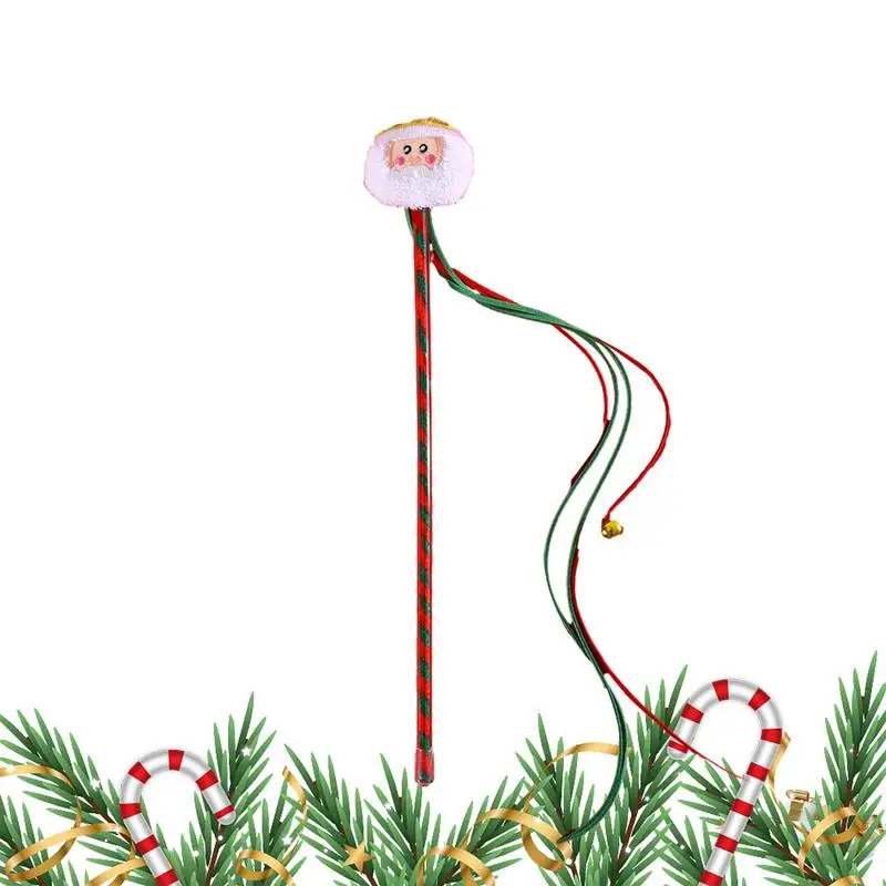 

Cat Teaser Wand Interactive Christmas Stick Toys For Pets Portable Fishing Rod Catcher Biting Chewing And Playing Toy For Pets