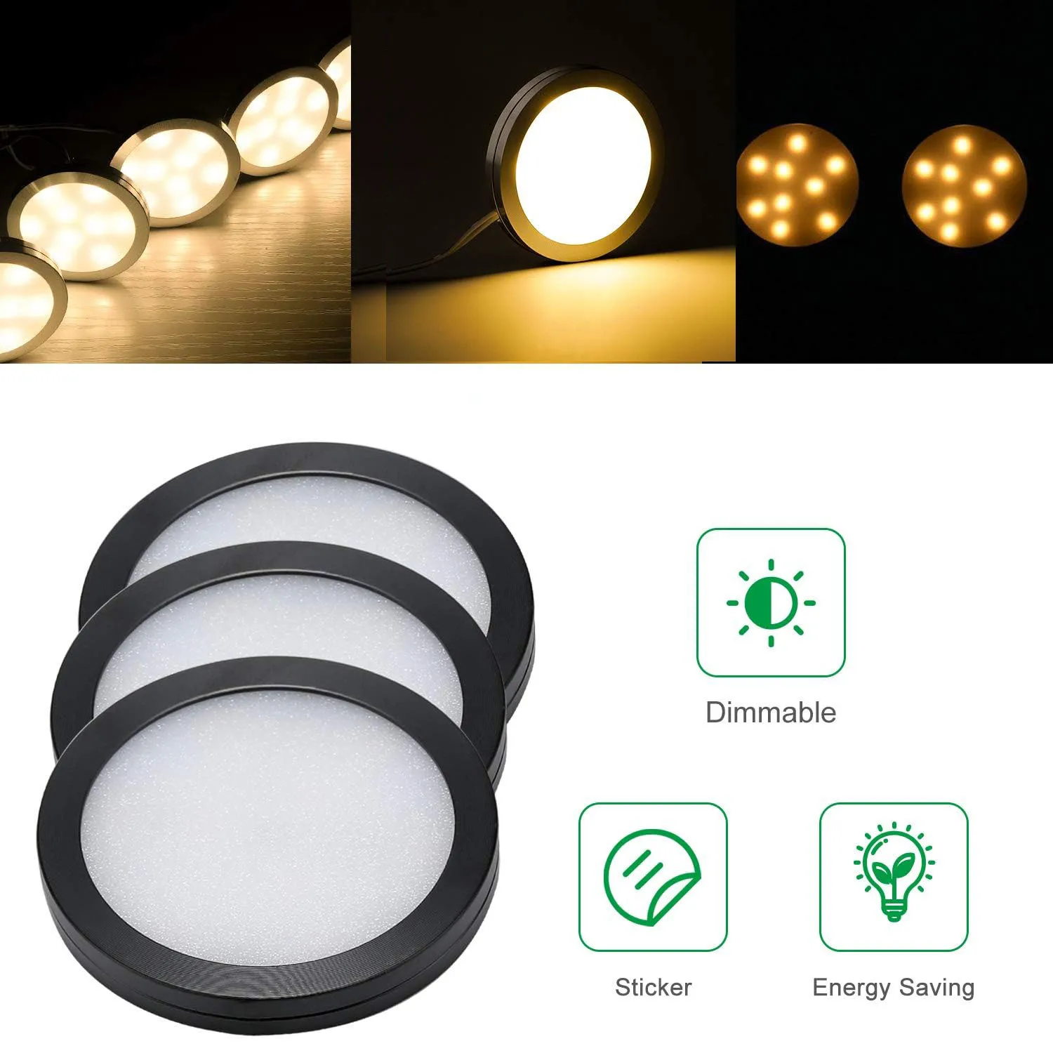 Description Picture 3 of itemUSB 5v LED Dimmable Downlight Slim Surface Mount Spotlight 3W Spot Cabinet Lamp DC12v Down Lights Car Interior Puck Night Lights