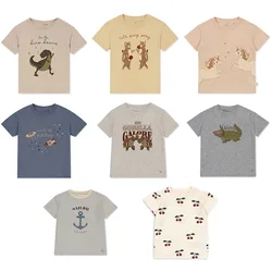 Kids T Shirts 24ss Summer New KS Kids Boys Girls Cute Striped Cherry Short Sleeve Tees Baby T-shirt Children's Clothes