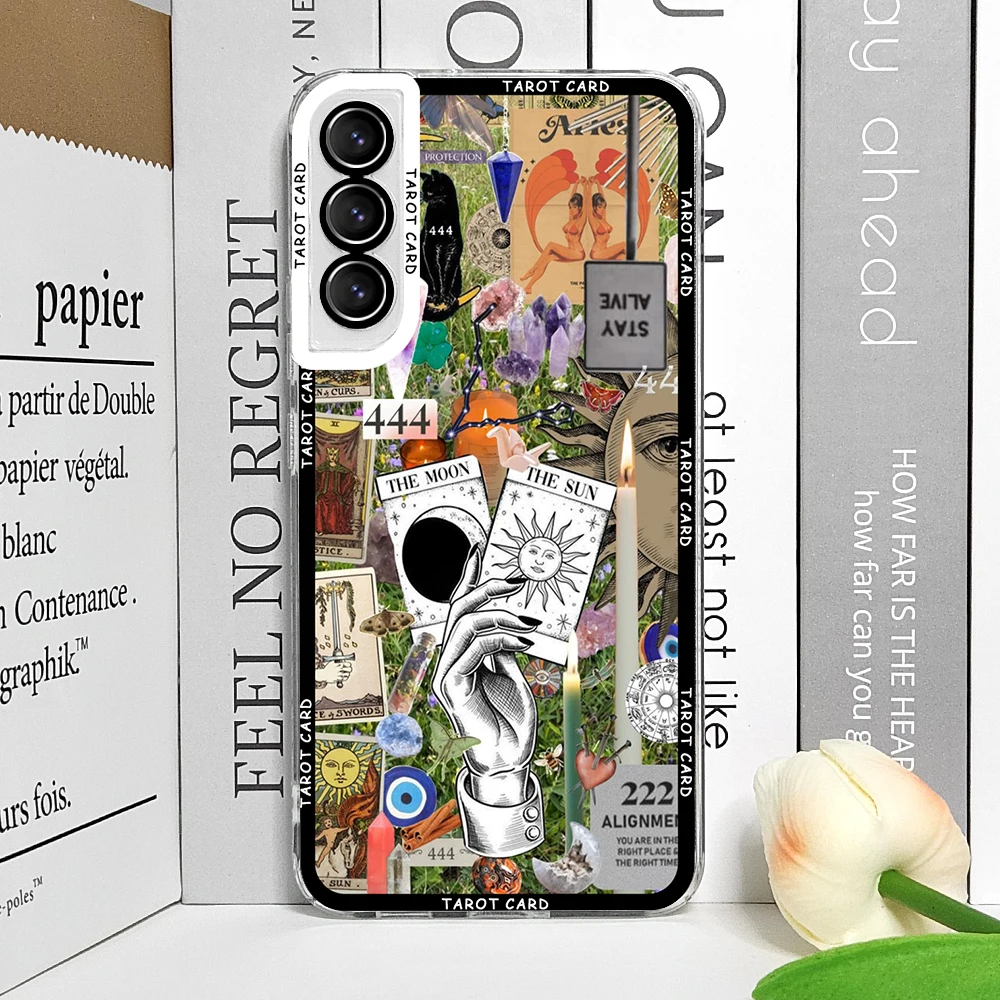 Mystical Witch Tarot Card Collage Clear Soft Phone Case