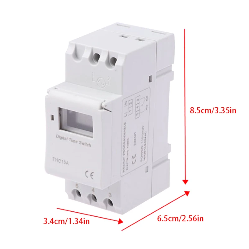 전자 주간 7 일 프로그래밍 가능 디지털 타이머 스위치 릴레이 제어, 220V 230V 10A 16A Din 레일 THC15A 타이머, 1 개