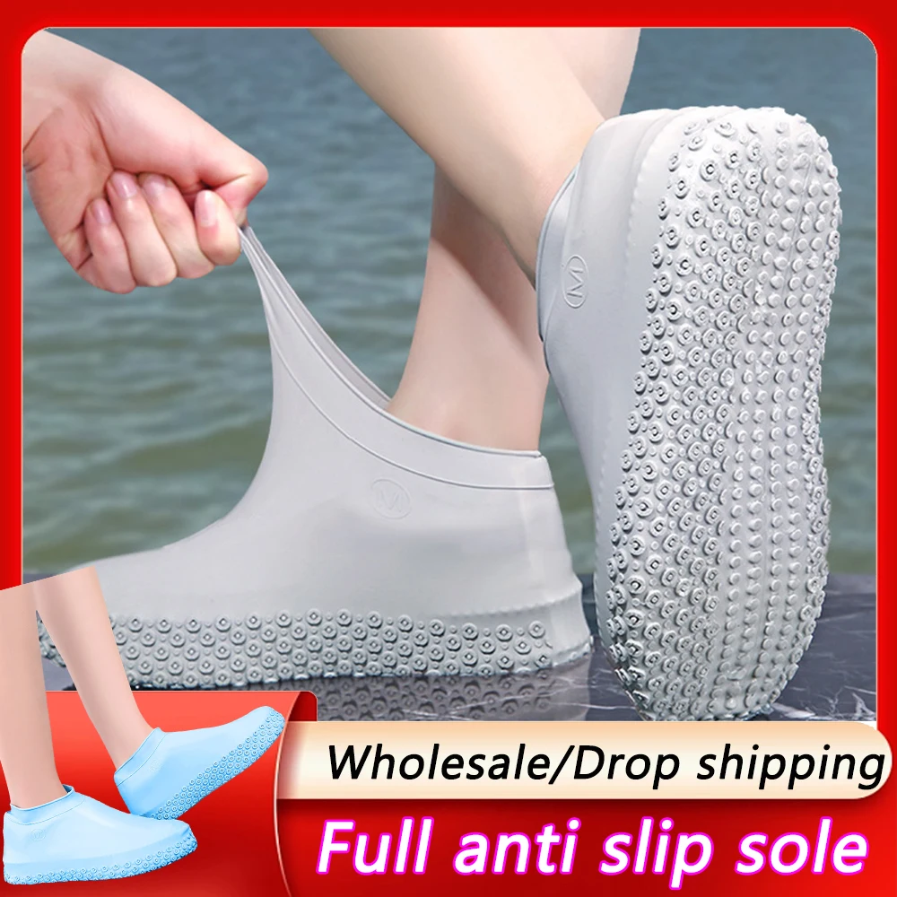 

Thicken Silicone Non-slip Waterproof Shoes Covers Multiple Sizes Rain Boot Cover Overshoes Women Men Outdoor Shoe Accessories