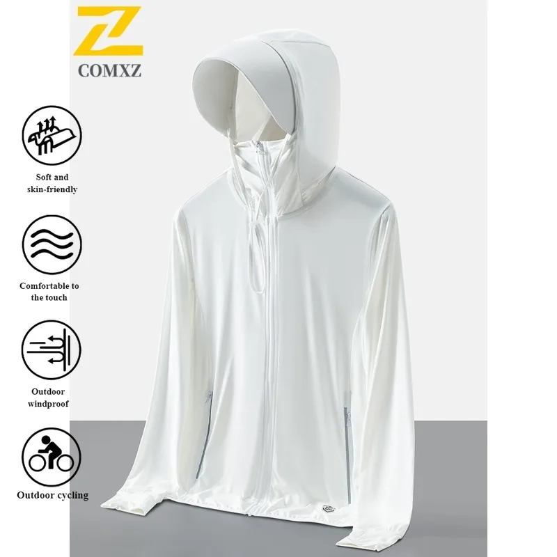 Couple's Summer UV Protection Hooded Jacket  UPF50+ Skin Coat with Fashion Detachable Hood for Outdoor Sports Sunscreen clothing