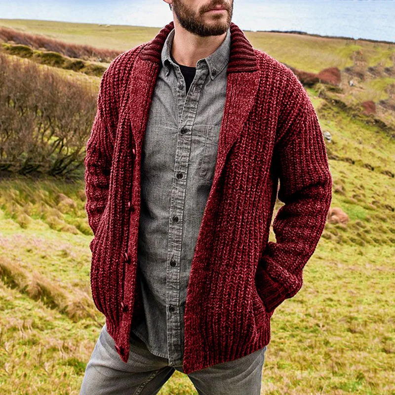 Men's Sweater Cardigan Autumn And Winter New Simple Solid Color Leisure Large Size Cardigan