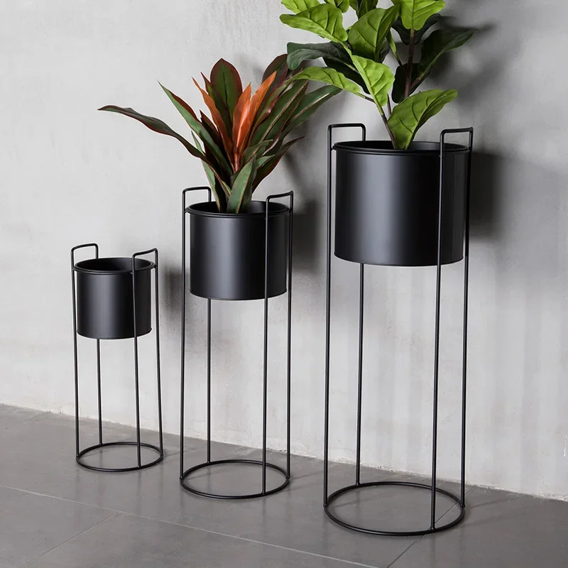 Black Iron Flowerpot Holder Living Room Floor Standing Plant Stand Green Ivy Potted Display Shelf Home Decora Indoor Gardening