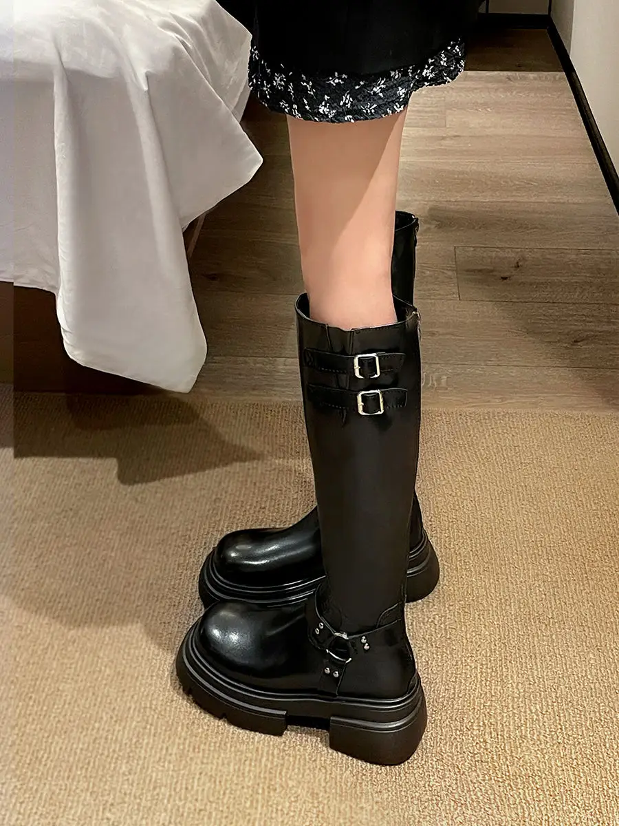 

Женские резиновые сапоги в стиле "Лолита", дождевые привлекательные Сапоги выше колена на высоком каблуке, на молнии, с круглым носком, осень 2023