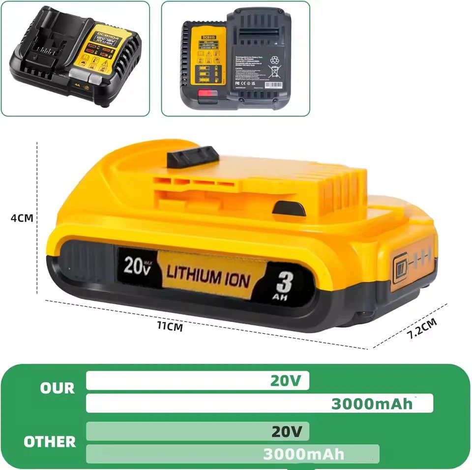 20V 3000mAh DCB200 Li-ion Rechargeable Battery For Dewalt DCB203 DCB181 DCB182 DCB201 DCB201-2 DCB205-2 L50 powertool 4