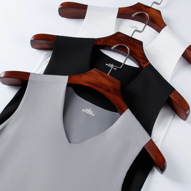 Silk V Neck Sleeveless Summer Vest for Men